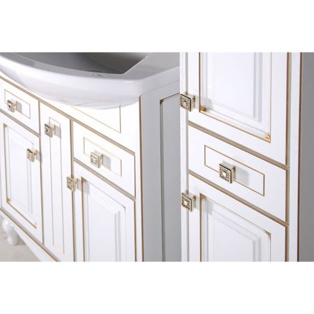 Тумба под раковину ASB-Woodline Верона 75 Белый с золотой патиной, артикул 9077