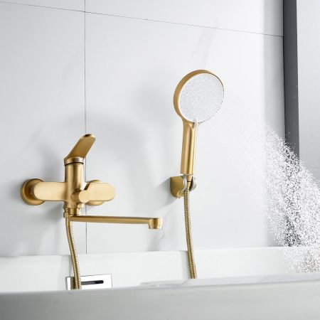 Смеситель для ванны Shevanik S4322G, золотой сатин, артикул S4322G