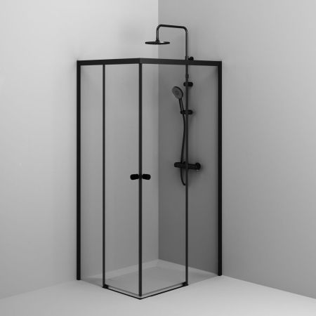 W94G-403-10080-BТ Душевое ограждение X-Joy Square Slide 100х80, черный, прозрачное