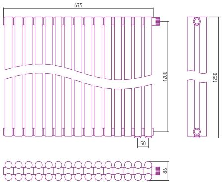 Отопительный радиатор ЭСТЕТ-11 н/ж EU50 1200х675 / 15 сек (Без покрытия), артикул 00-0312-1215