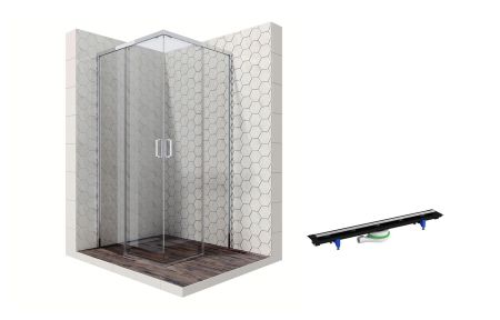 Душевой уголок Ambassador Queen 11011104-PR1, квадратный, линейный трап, 90х90, артикул 11011104-PR1