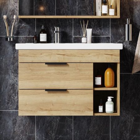 Тумба Onika Легран 80 подвесная, дуб галифакс (ум. Фостер 80 Пр.), артикул 108047