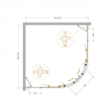 MOLVENO-R-22-90+30-C-BORO-IV Душевой уголок, артикул MOLVENO-R-22-90+30-C-BORO-IV
