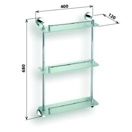 Полочка OMEGA стеклянная тройная 365x115x620 мм, артикул 104202132