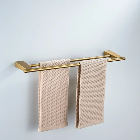 Полотенцедержатель двойной Shevanik SG5727G, золотой сатин, артикул SG5727G