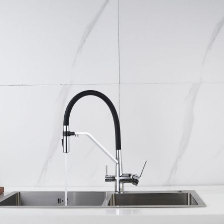 Смеситель для кухни с гибким изливом и подключением фильтра Shevanik S278, хром, артикул S278