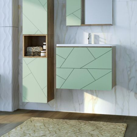 Тумба под раковину подвесная Бриклаер КРИСТАЛЛ фисташковый, 70 см, артикул 4627125417160