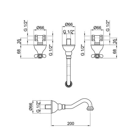 Смеситель для раковины Webert Ottocento OT750404010, золото, артикул OT750404010