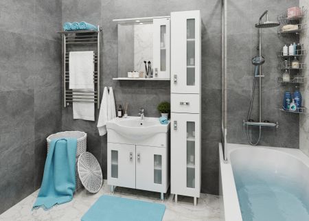 Тумба Onika Кристалл 70 напольная, белая (ум. Erica 70), артикул 107024