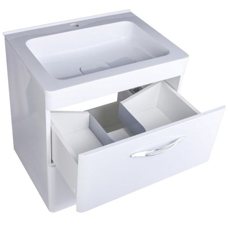 Тумба подвесная "Каре 70" (2 ящ.) Люкс белая, PLUS, артикул СС-00002269