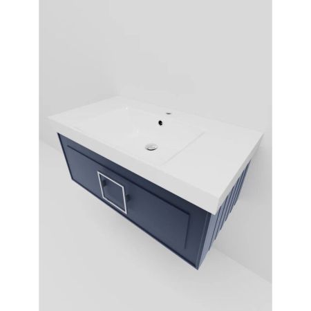 Тумба под раковину подвесная La Fenice Cubo FNC-01-CUB-BG-80, синяя, артикул FNC-01-CUB-BG-80