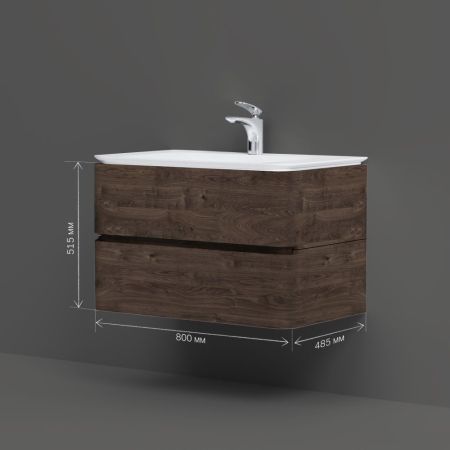 M30FHX0802TF Sensation, База под раковину, подвесная, 80 см, ящики, табачный дуб, текстурированная,, артикул M30FHX0802TF