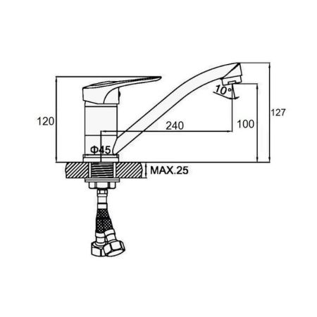 Смеситель для кухни D-Lin D154428, хром