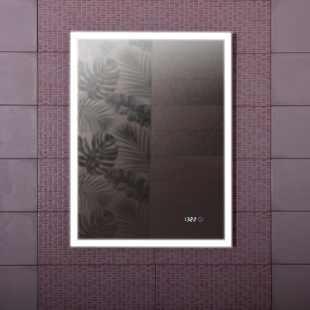 Зеркало Бриклаер ЛОФТ 60 см, сенсор на зеркале бесконтактный, часы, артикул 4627125415722