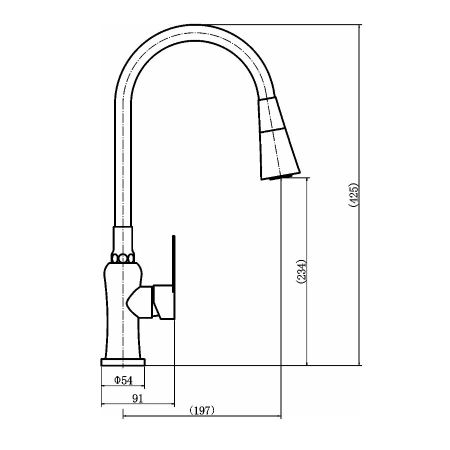 Смеситель для кухни с гибким изливом FASHUN A54801+N7351, сатин/синий