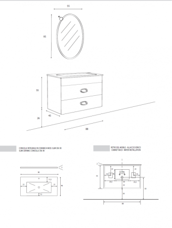 Мебель для ванной комнаты CEZARES ORCHIDEA 90, артикул OR90.07.701