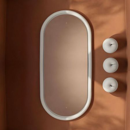 Artceram  Зеркало MILANO керамическая рама с подсветкой 55х100 см, цвет белый матовый