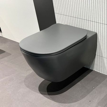 ANTONIO LUPI KOMODO Унитаз подвесной безободковый 540х360х260 мм., в комплекте с крышкой-сиденьем FLAT с системой "soft-close", цвет GRIGIO VESUVIO, артикул KOMODO1C GRIGIO VESUVIO