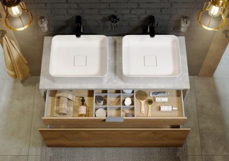 Mobi Корпус подвесной тумбы 120 см под умывальник , цвет бетон светлый, артикул MOB0112BS