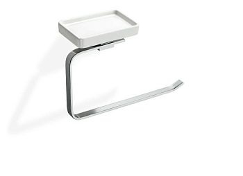 Stil Haus Gea, полотенцедержатель - полукольцо + керамическая мыльница, цвет хром - белая керамика