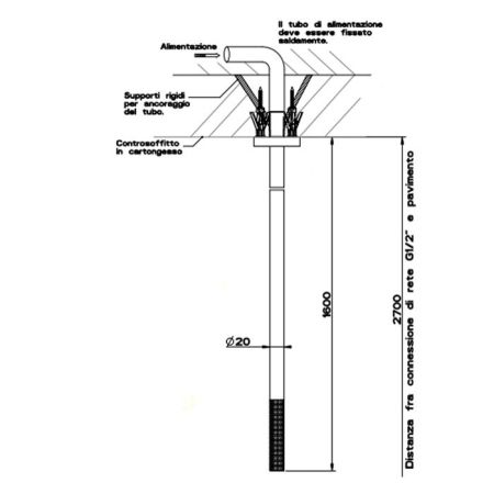 GESSI 316 Излив потолочный с удаленным управлением (не входит в комплект), цвет: steel brushed