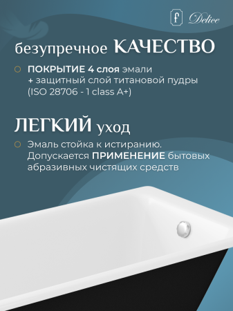 Ванна чугунная Delice Parallel 1600х700, без ручек, артикул DLR220504