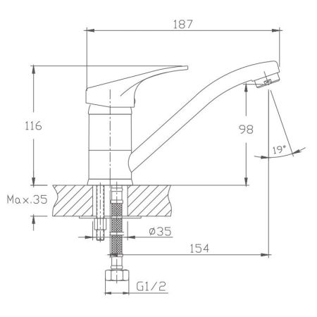 Смеситель для кухни Haiba HB4513, хром