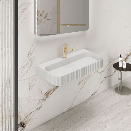 Раковина из искусственного камня Vincea VWB-6SG90MW, 900*460*120, подвесная, цвет белый матовый, артикул VWB-6SG90MW