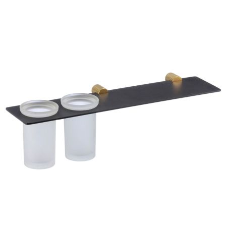 Стакан для ванной комнаты двойной Savol S-002168HB, черный/золото, артикул S-002168HB
