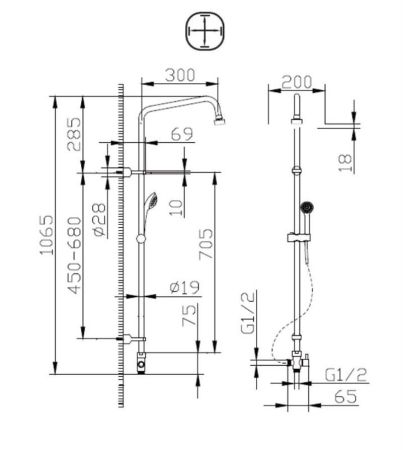 Душевой гарнитур Bravat Fit S D283CP-2A-RUS, хром, артикул D283CP-2A-RUS