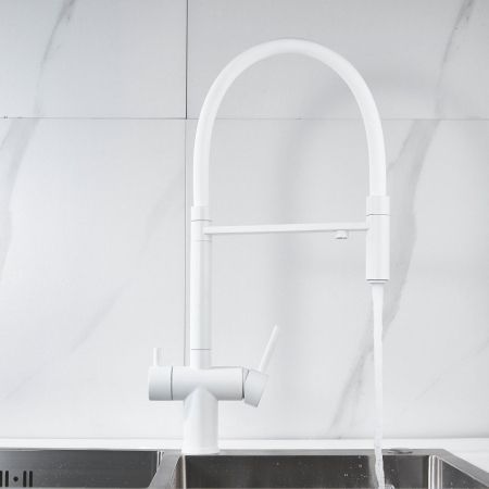 Смеситель для кухни с подключением фильтра Shevanik S178C, белый