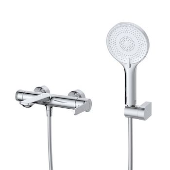 LUX-VD-01 Смеситель для ванны и душа однорычажный в комплекте с ручным душем, шлангом и держателем, хром