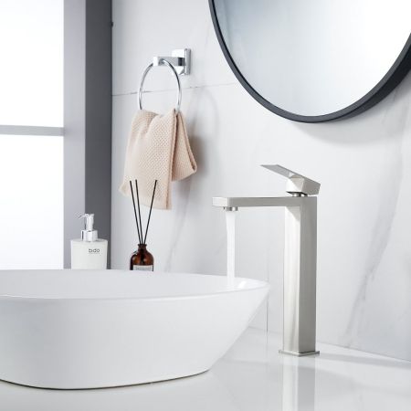 Смеситель для раковины высокий Shevanik S7011L, сатин