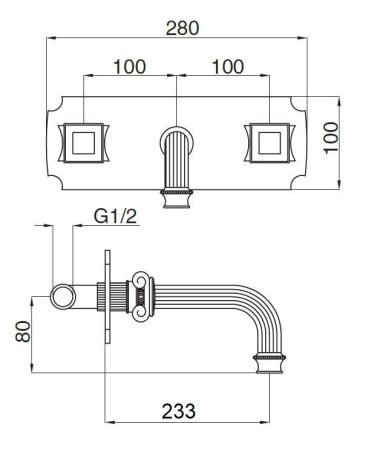 Встраиваемый смеситель для раковины CEZARES OLIMP-BLS2, артикул OLIMP-BLS2-01-O