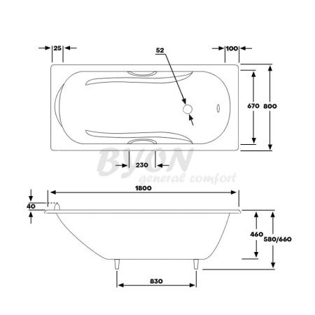 ВАННА чуг. BYON "CHRISTA" - 1800*800*450