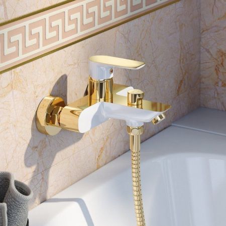 Смеситель для ванны Iddis Cloud, CLOWG02i02 Золото/белый, артикул CLOWG02I02