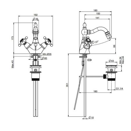 Fima Carlo Frattini Elizabeth Смеситель для биде, на 1 отв., цвет: золото, артикул F5092OR
