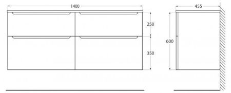 Мебель для ванной комнаты BELBAGNO ETNA-H60-1400 со столешницей, артикул ETNA-700-2C-SO-RG-P