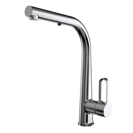 FIMA|Carlo Frattini Kitchen Смеситель (Skinny) для кухни, с выдвижной лейкой, вращающийся излив, цвет хром, артикул F7026CR