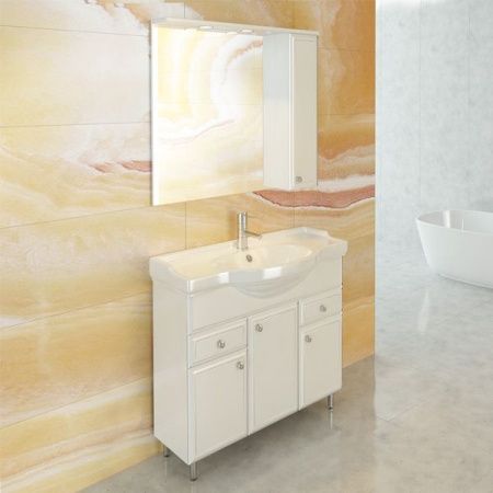 Зеркало со шкафом Comforty Сочи 85 3132119 Белый глянец