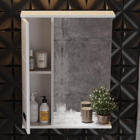 Шкаф-зеркало Onika Балтика Black 58 белый, левый, с подсветкой, артикул 205848