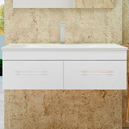 Тумба с раковиной SanVit Квадро Lux 120 kkvad120 в цвете Ral подвесная Белый глянец, артикул kkvad120