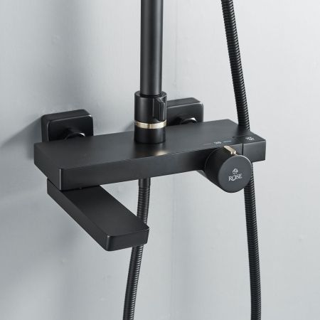 Душевая система с термостатом Rose R1896H, черный