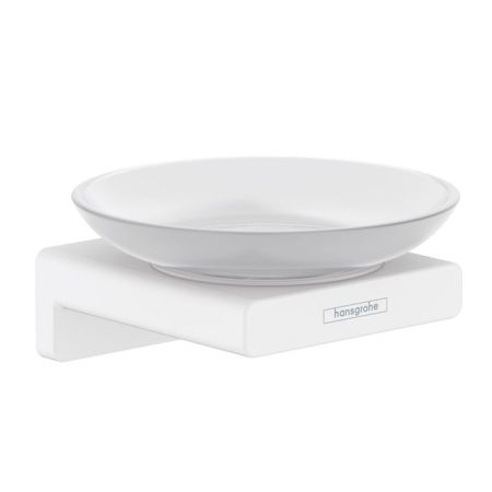 Мыльница, Hansgrohe, AddStoris, ширина, мм-107, глубина, мм-109, высота, мм-52, тип установки-настенный, материал мыльницы-керамика, держатель-в комплекте, материал держателя-металл, крепления в комплекте, цвет-белый матовый, артикул 41746700