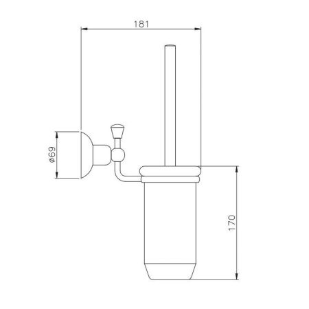 Nicolazzi Cristallo Di Rocca Ершик для унитаза подвесной, цвет: керамика / хром, артикул 1490CR09C