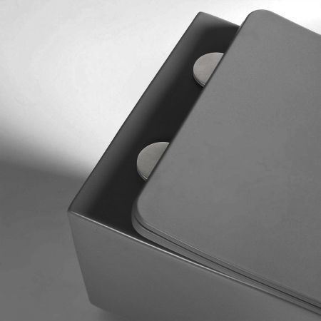 Унитаз подвесной Q-Line VT1-12MA безободковый, цвет антрацит мат., ультратонкое soft close сиденье, артикул VT1-12MA