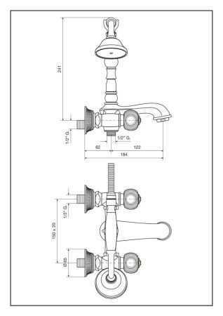 Emmevi The One Cloe смеситель с ручным душем для ванны. Металлические ручки, цвет бронза