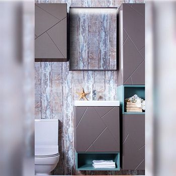 Комплект мебели для ванной Бриклаер КРИСТАЛЛ 50Z, графит/муссон