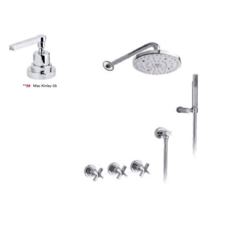 Nicolazzi Mac Kinley 05 Душевая система, встраиваемая, с двухвентильным смесителем, перекл, верх душ Ø 200 мм., душ компл и подводом воды, цвет хром, артикул 2233CR29