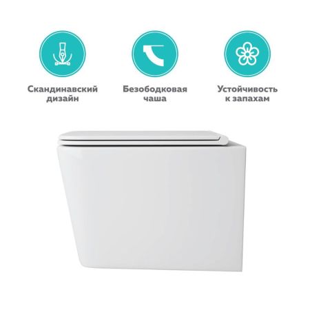 Унитаз подвесной безободковый OWL Vatter Ruta-H с сиденьем DP микролифт, артикул OWLT190401